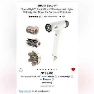 Shark speed style hair dryer with attachments